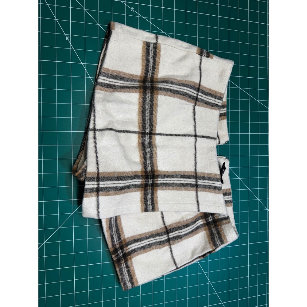Windsor Plaid Mini Skort Ivory Brown Black Flannel Skirt Shorts Small NWT